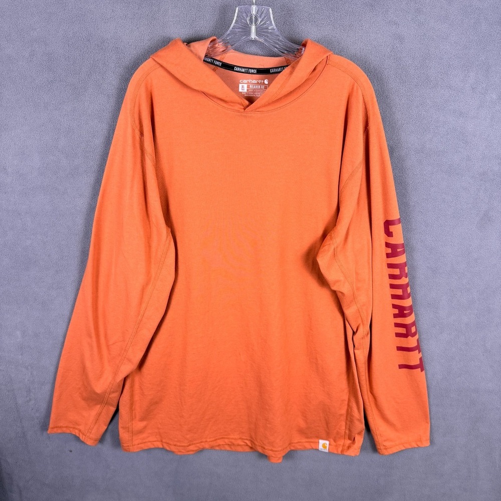 Carhartt Force Mens Hoodie Shirt XLT Orange Pullover Performance Jacket Work